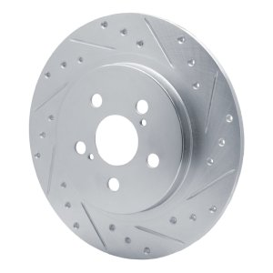 Lexus CT200H Brake Rotor (1) - Rear Right - R1 Concepts - Drilled & Slotted - Silver - `11-`17